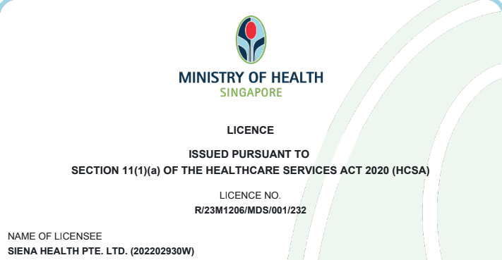 MOH Licensed Health Provider Cert